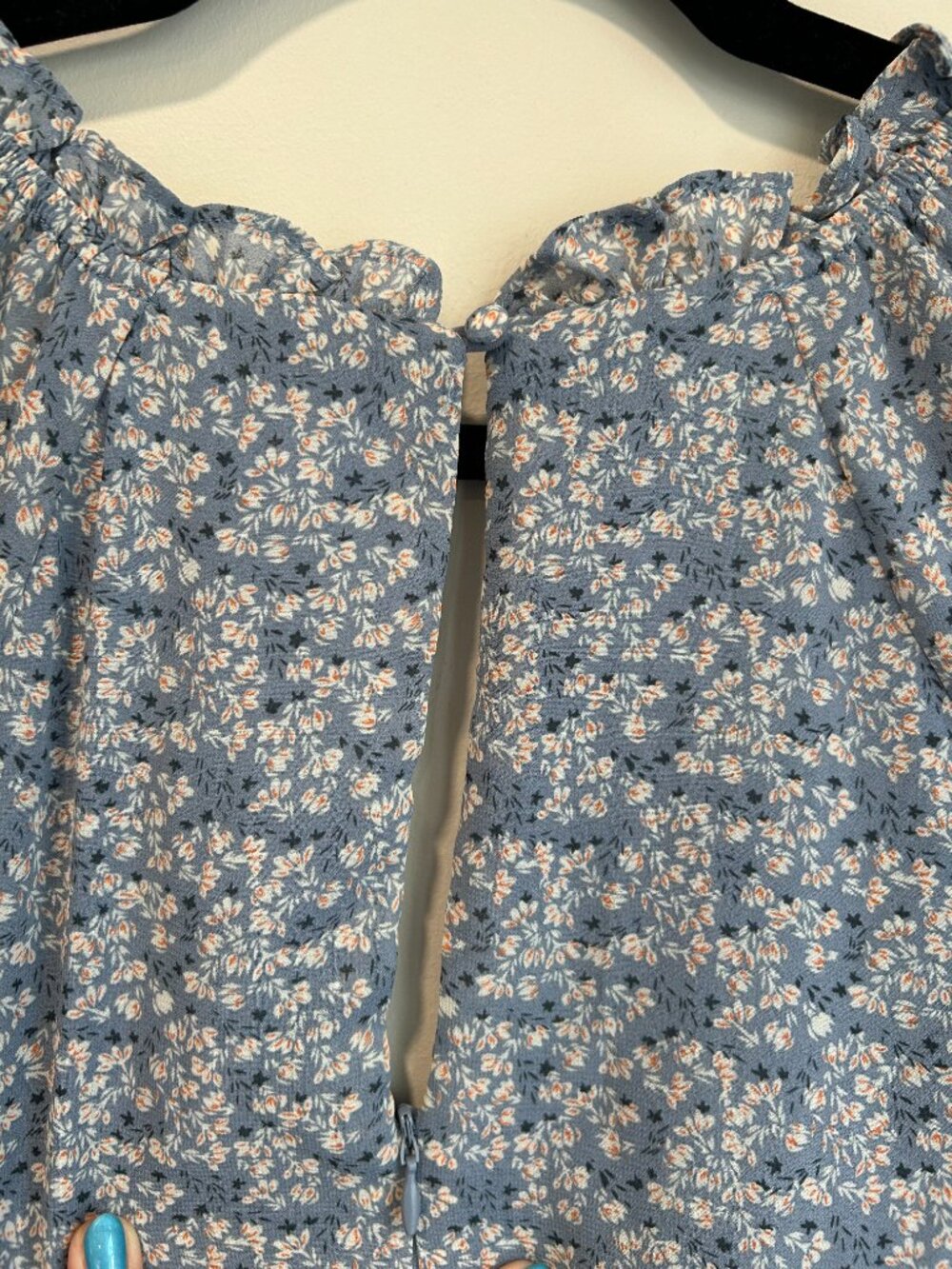 ASTR‎ The Label Blue Floral Ruched Mini Dress NWT Ruffle Tiered XS - Picture 7 of 9